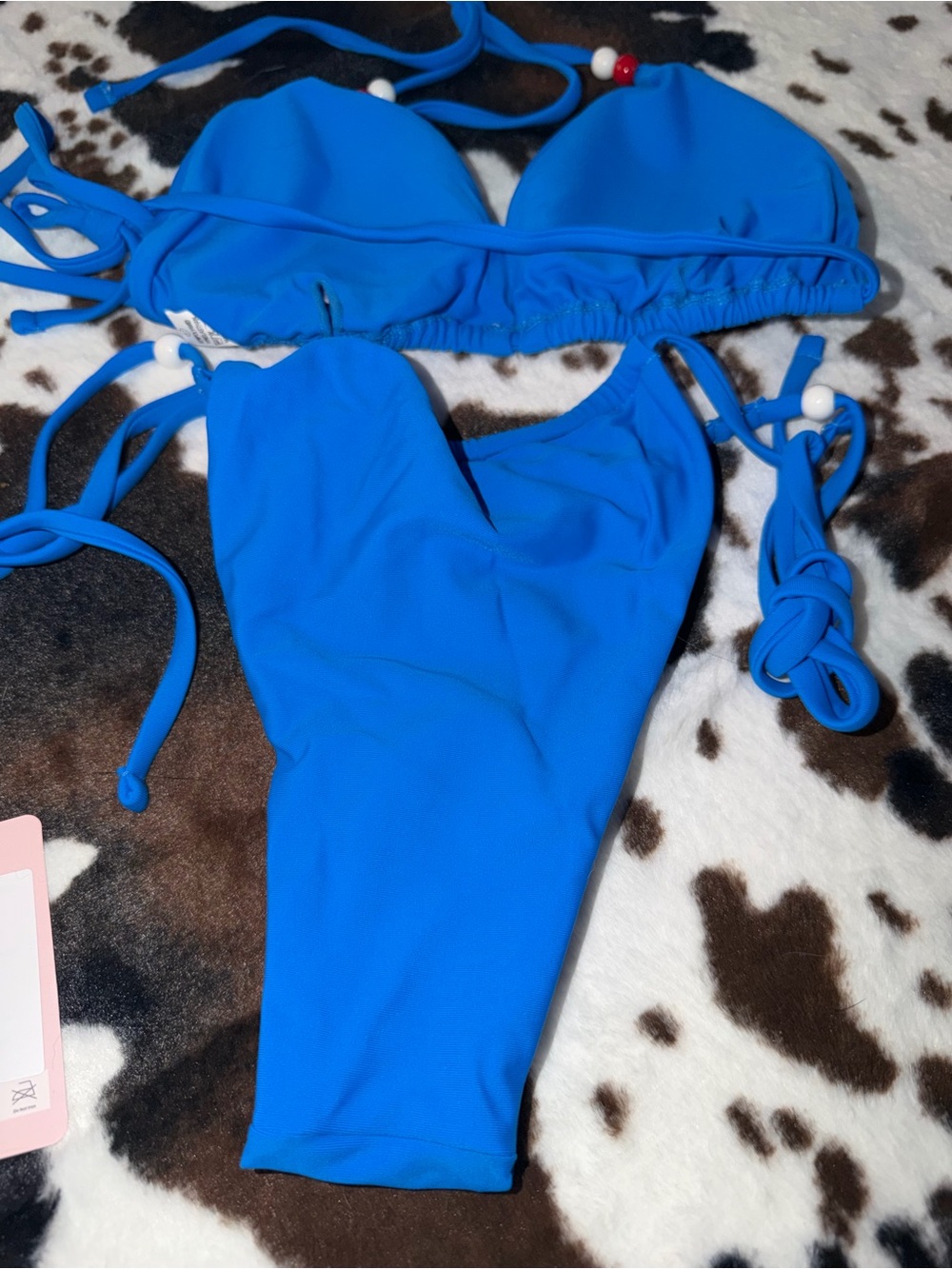 Blue String Triangle Bikini Set - Picture 6 of 7
